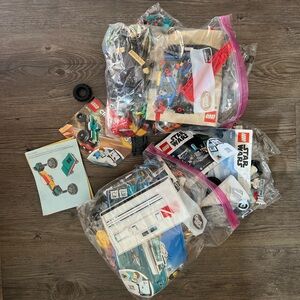 LEGO grab bags! Two large gallon ziplock bags. instruction booklets included.